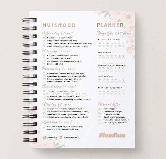 Weekplanning in schoonmaakplanner en huishoudplanner – overzicht voor dagelijkse taken