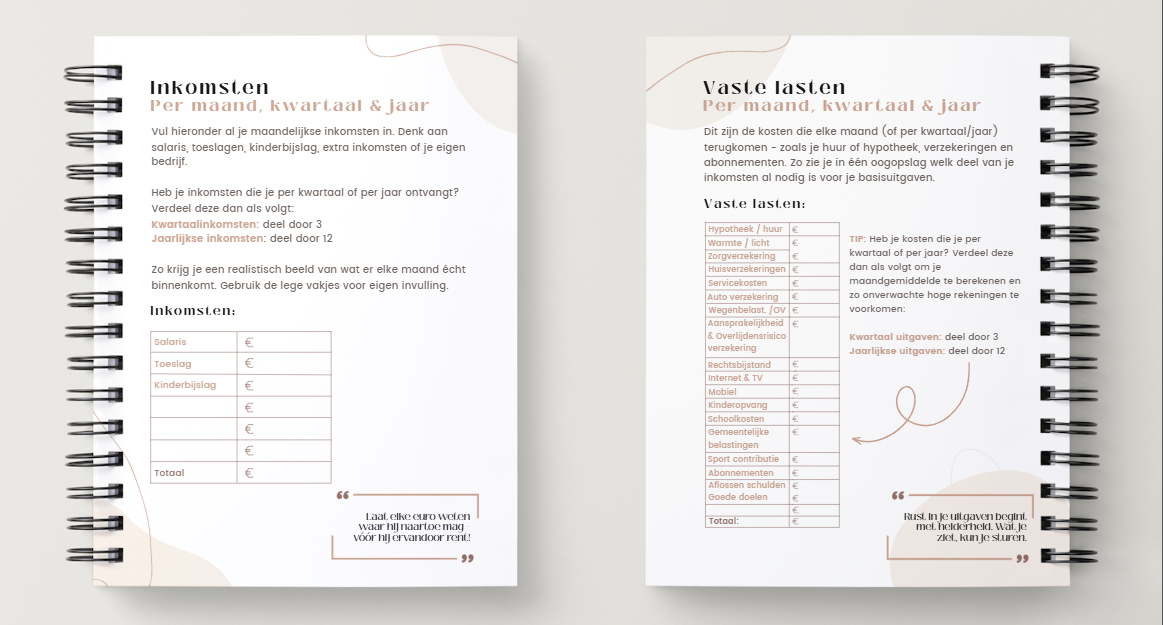 Budgetboekje en kasboekje invullen – moneyplanner voor dagelijks financieel overzicht
